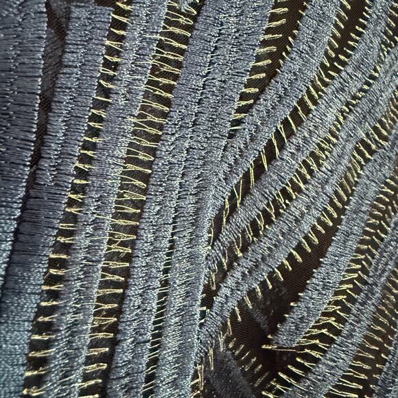 CHICO'S TRAVELERS Blue Whimsy Mesh Stripe Embroidered 3/4 Sleeve Jacket 4 26/28 - Picture 5 of 8